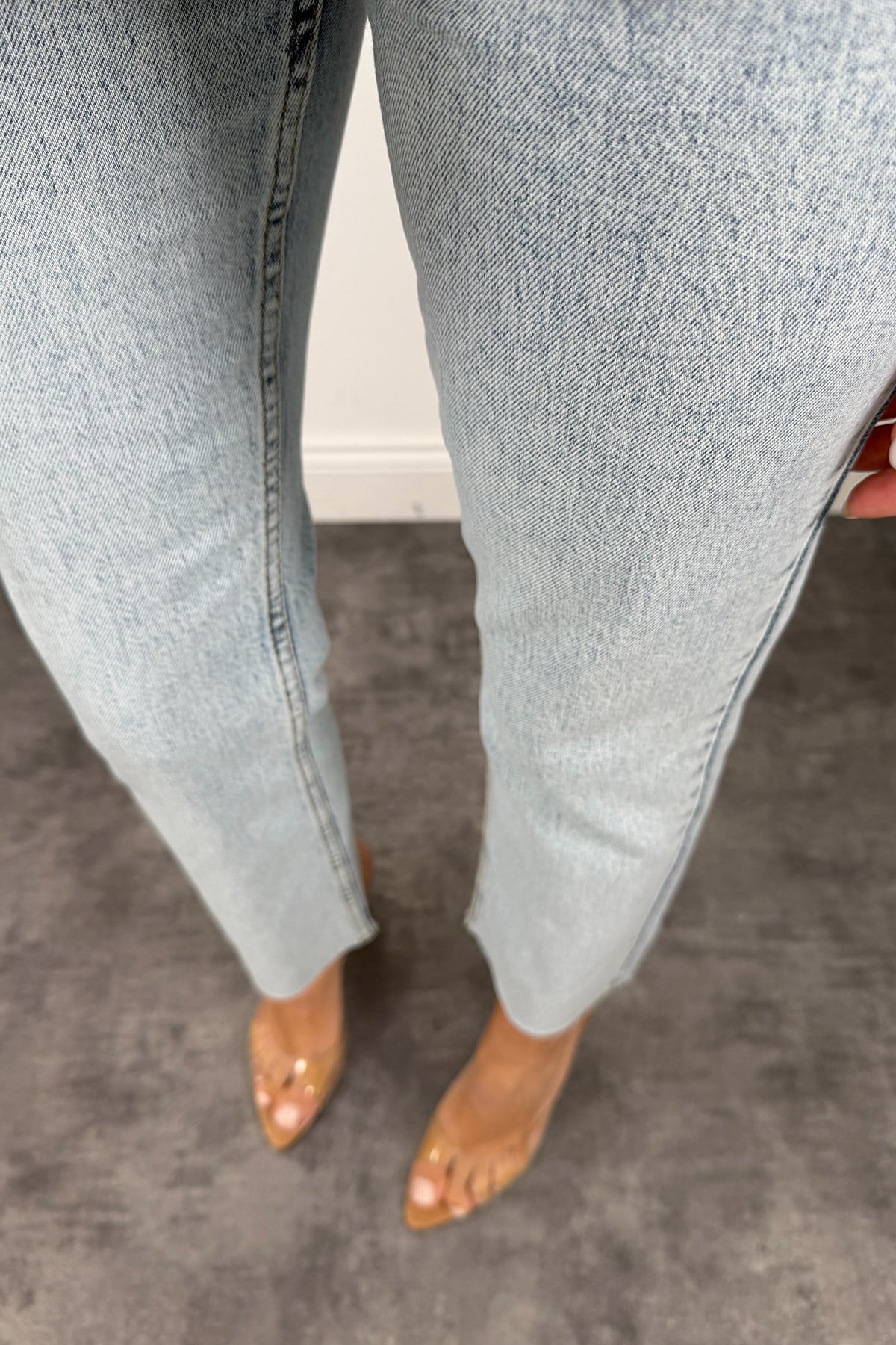 Premium Kalite Paçası Kesik Toparlayıcı Boyfit Jean Yıkamalı Mavi 1006 
