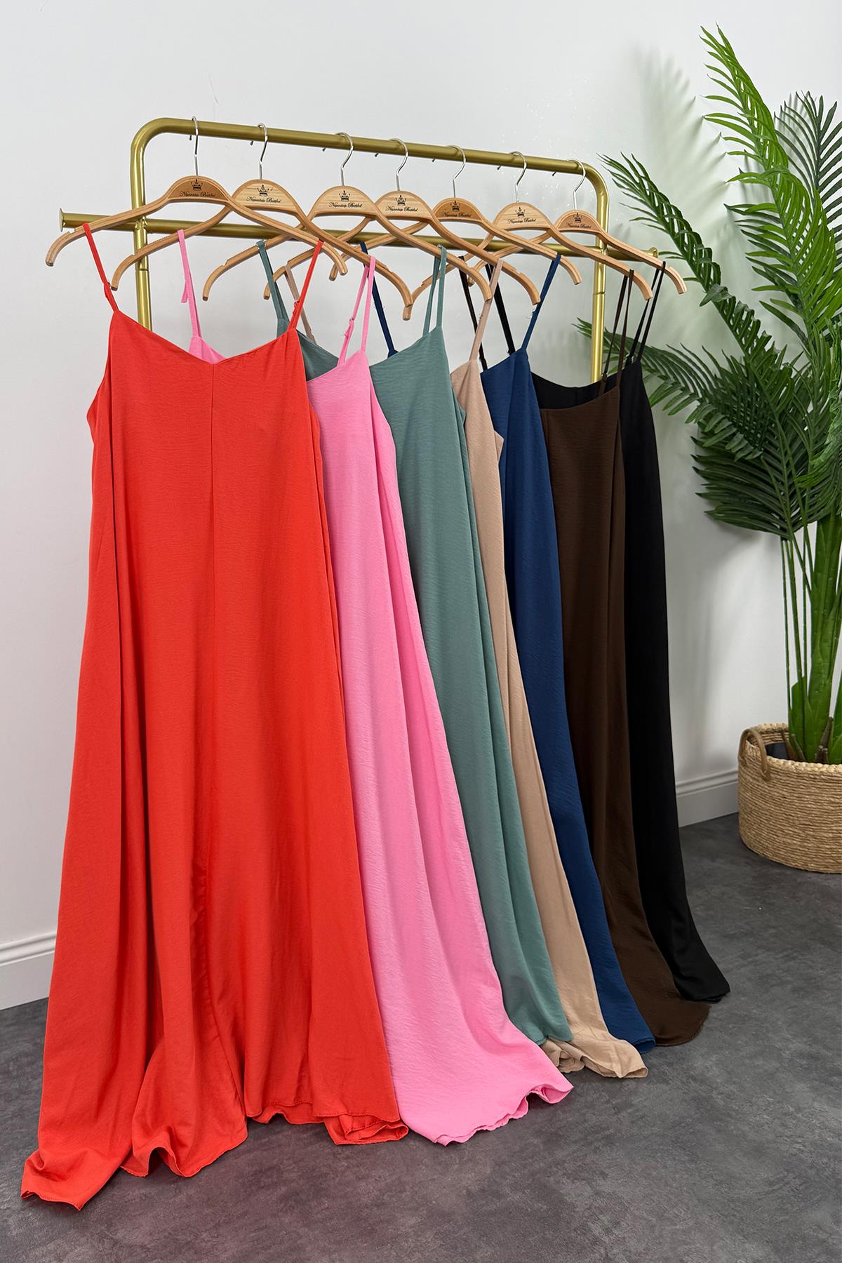 Premium Seri Basic Salaş Tensel Elbise Pembe