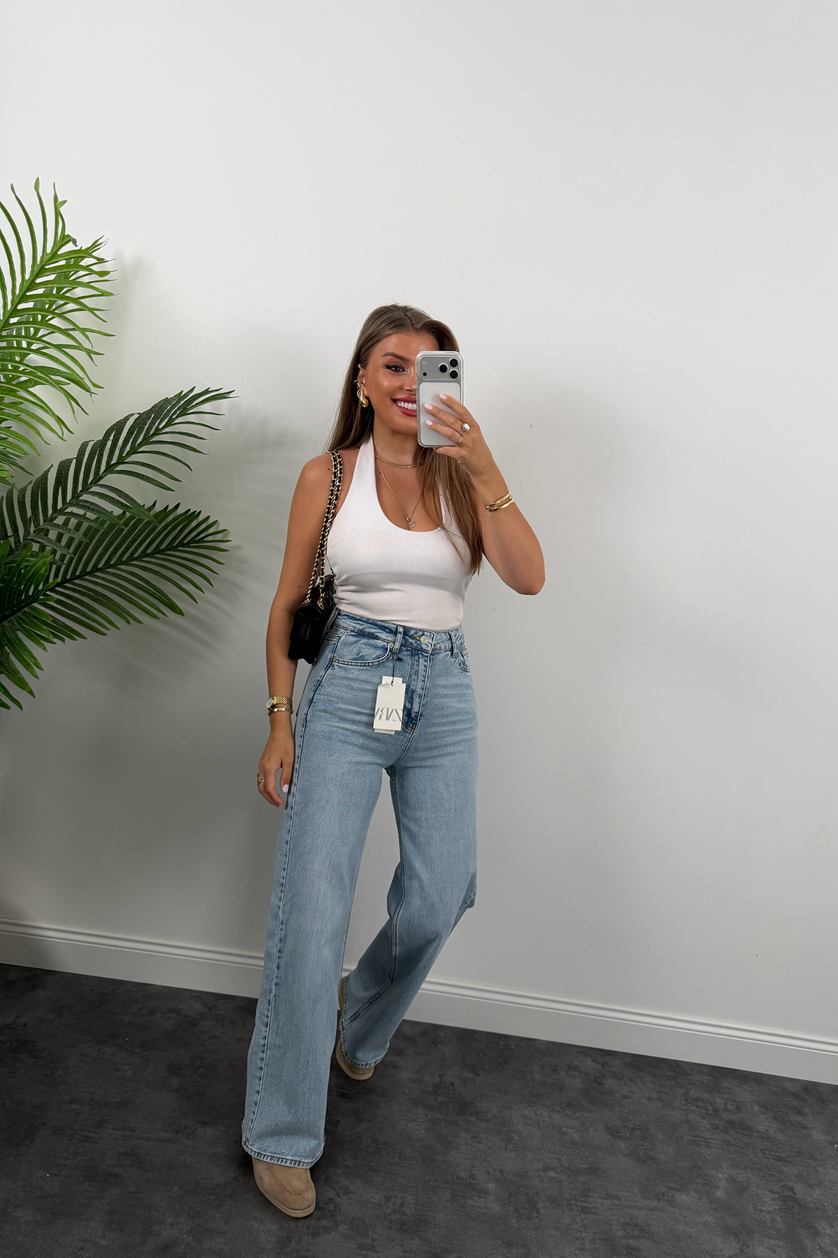 Premium Seri Bol Paça Yüksek Bel Jean Light Blue 1006