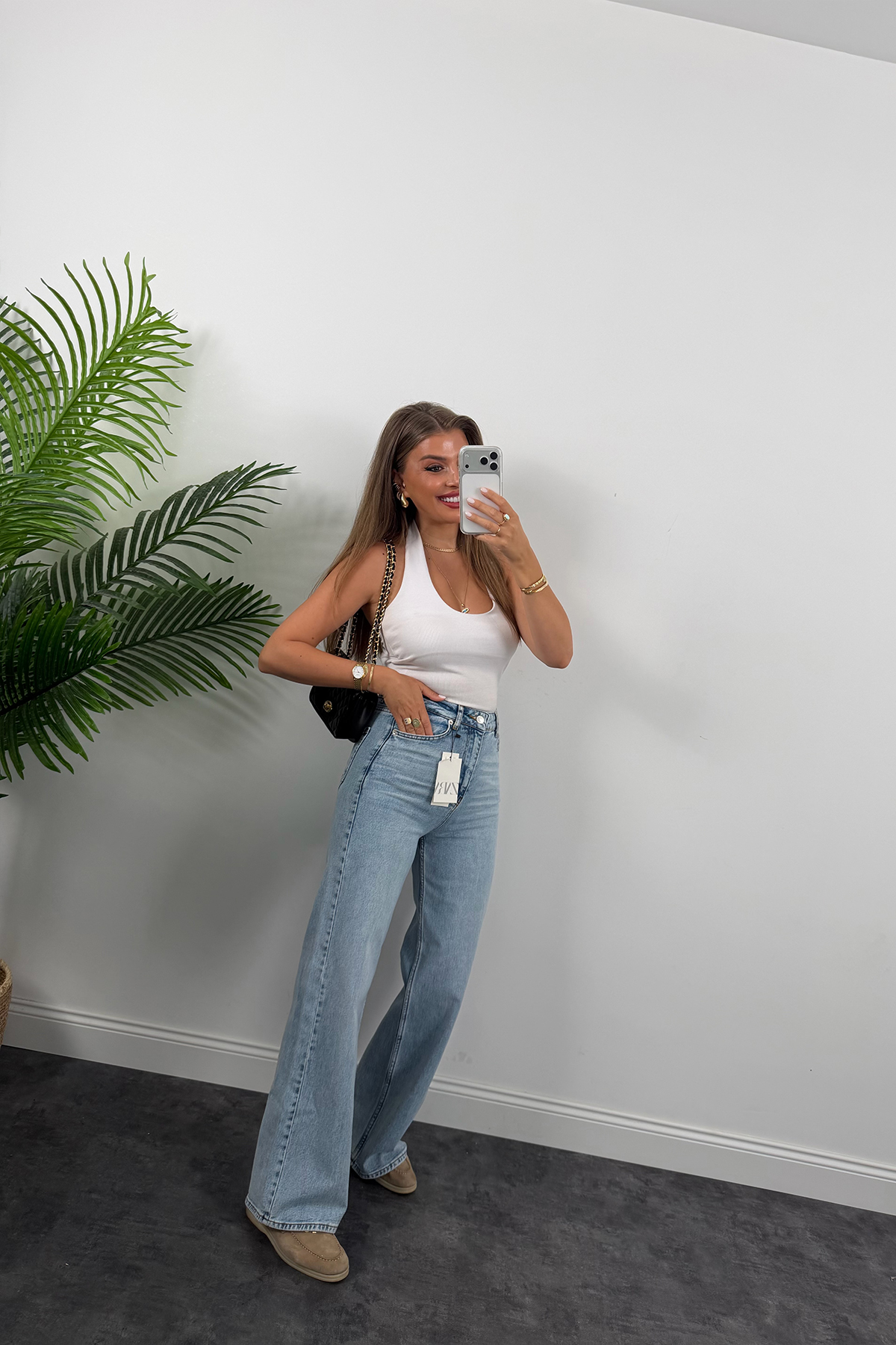 Premium Seri Bol Paça Yüksek Bel Jean Light Blue 1006
