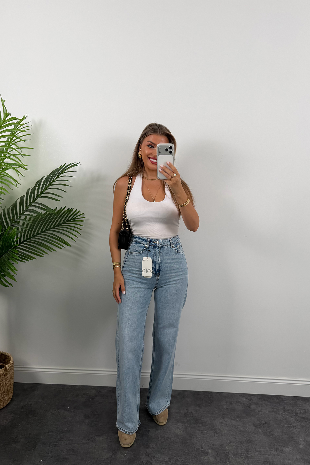 Premium Seri Bol Paça Yüksek Bel Jean Light Blue 1006