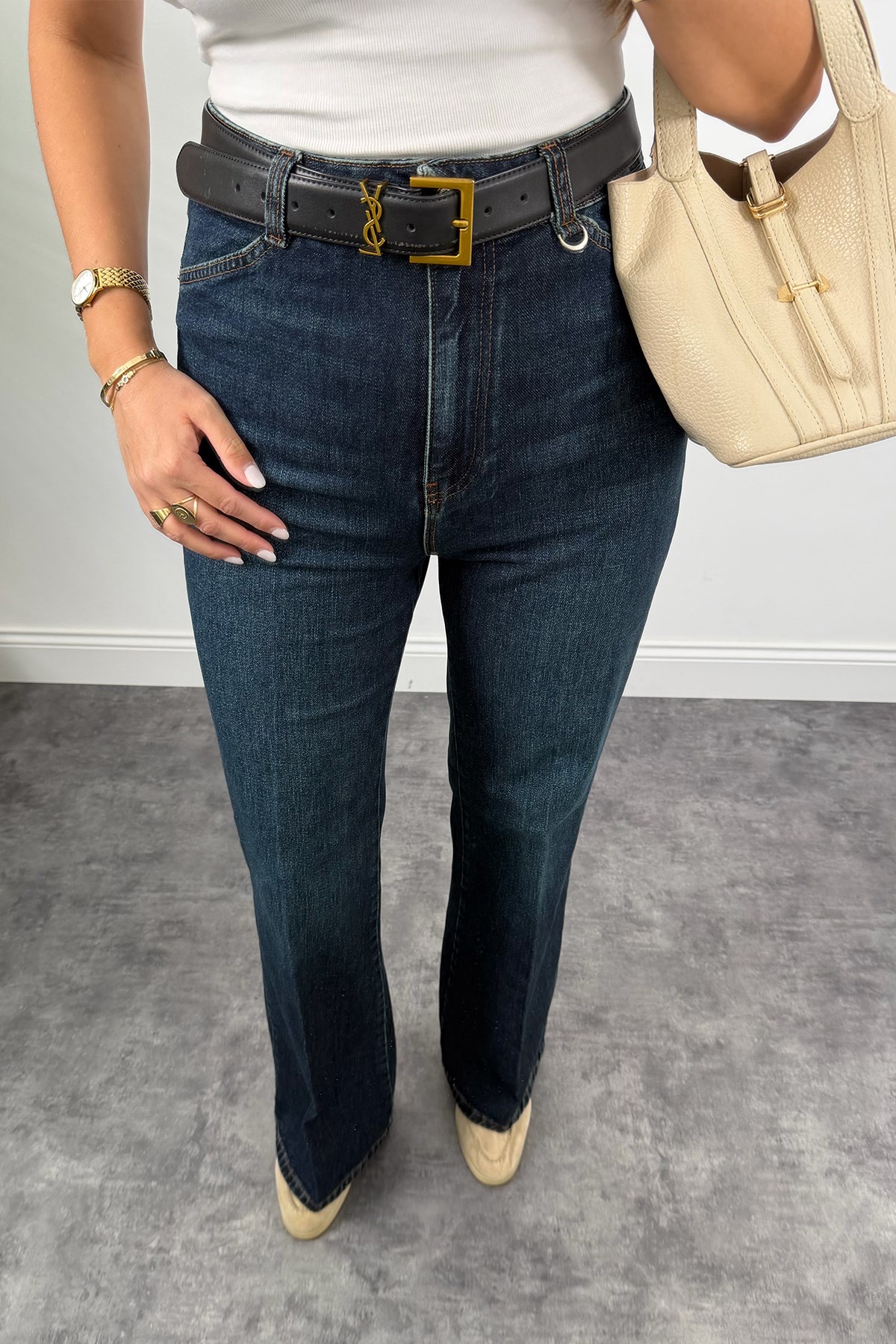 Premium Seri Kalem Paça Ütülü Palazzo Jean 1014 Tintli Dark Blue
