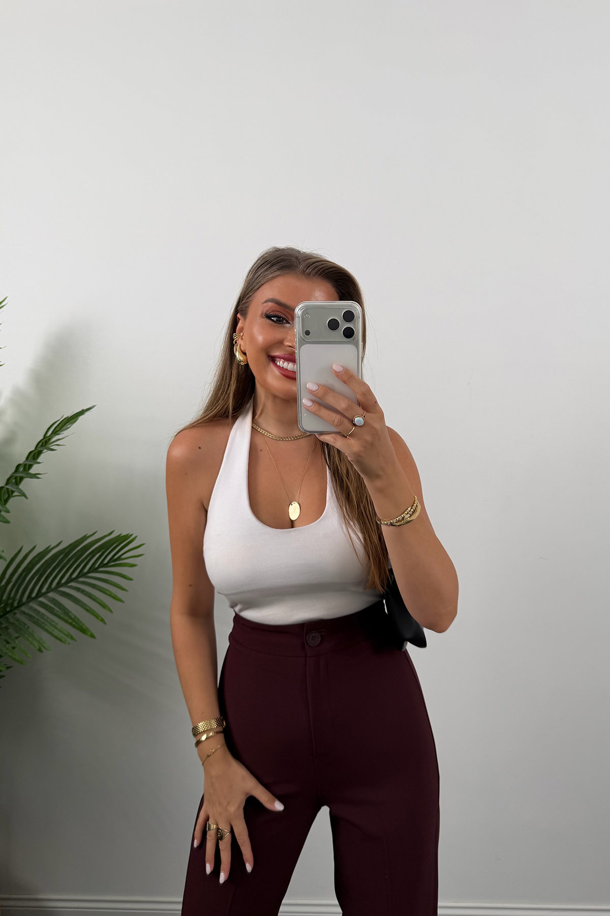 Premium Seri Kalın Kumaş Double Atlas Palazzo Mürdüm