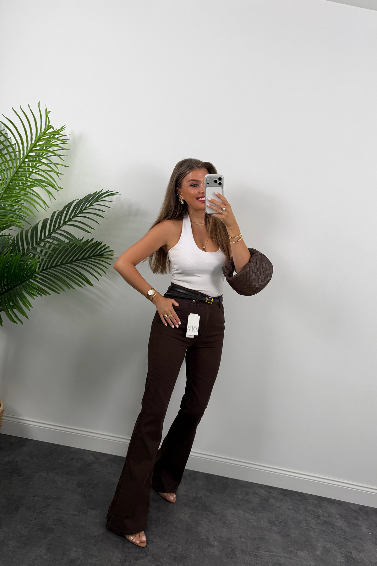 Premium Seri Likralı Yüksek Bel İspanyol Jean Acı Kahve