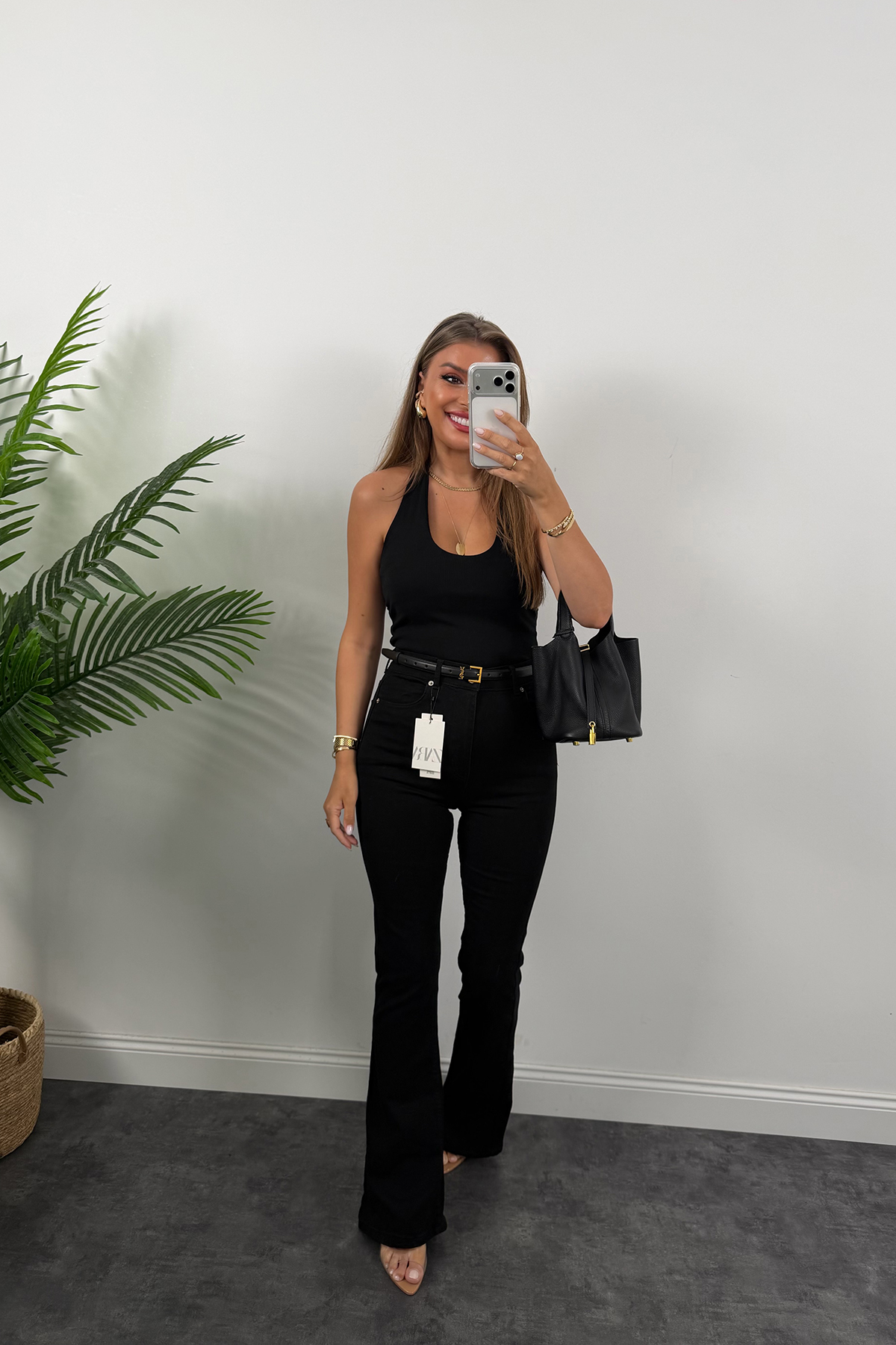 Premium Seri Likralı Yüksek Bel İspanyol Jean Siyah