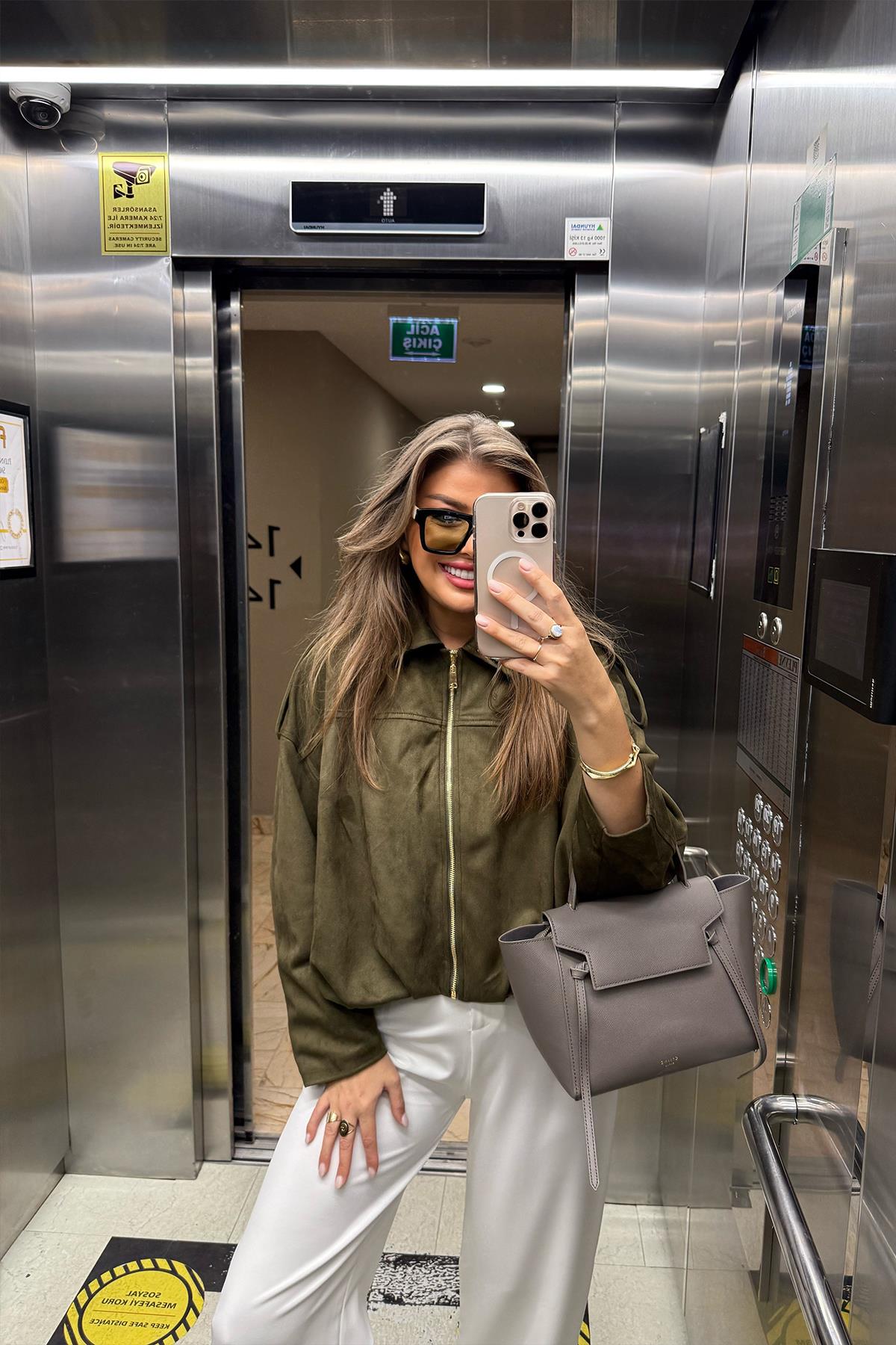 Premium Seri Süet Bomber Ceket Haki