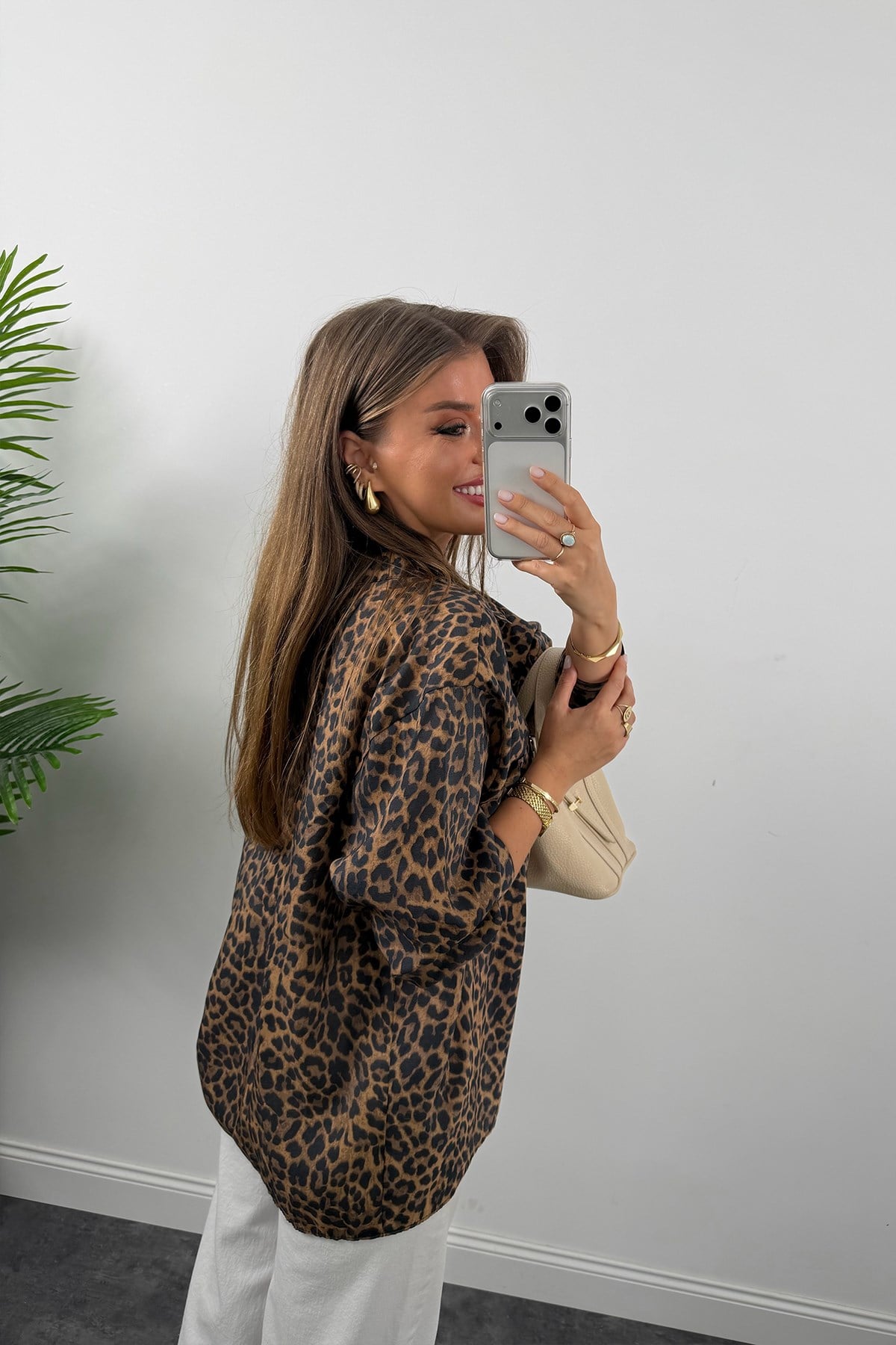 Premium Seri Tensel Salaş Leopar Gömlek 
