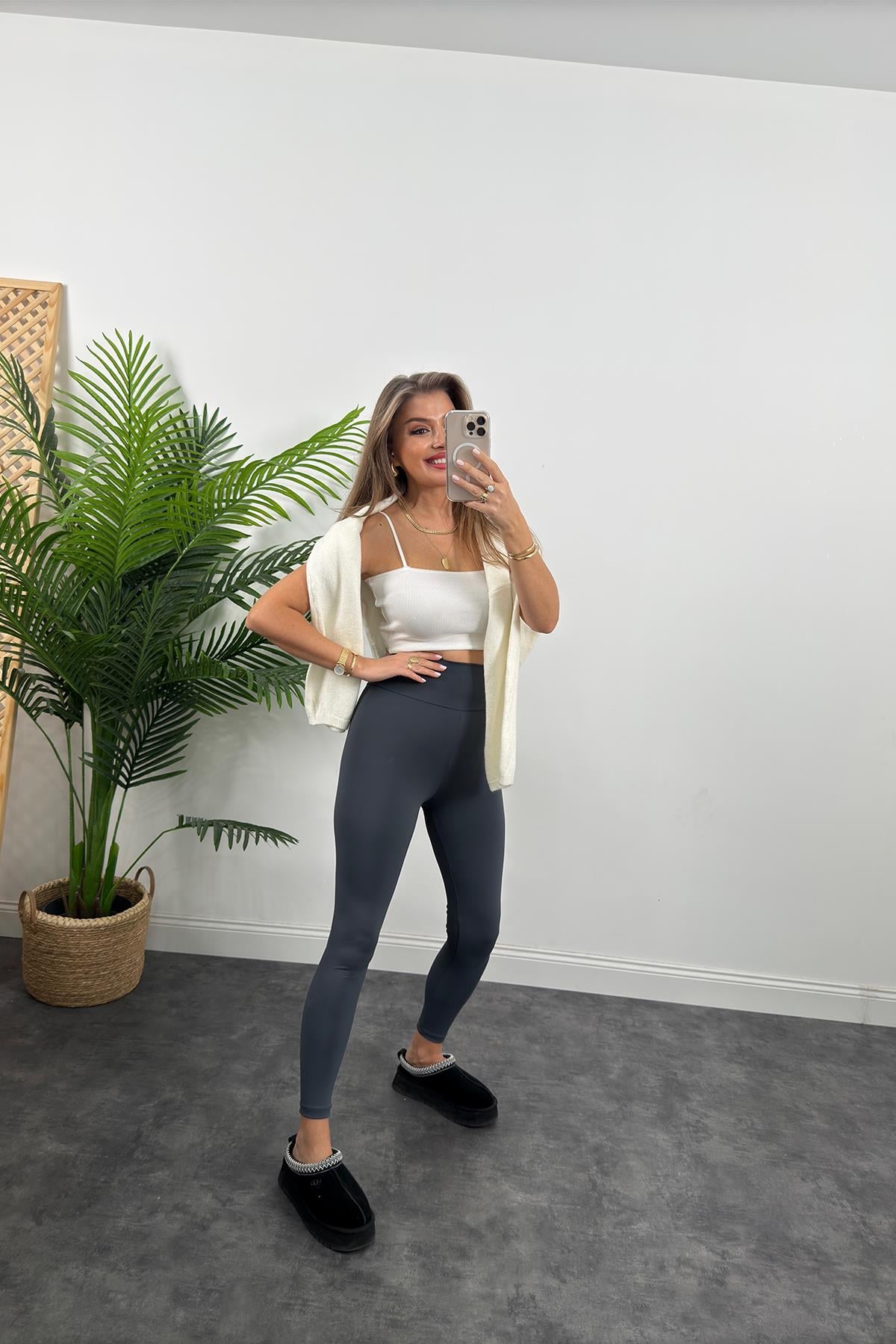 Süper Fit İthal Kumaş Lüx Kalite Oysh Model Tayt Antrasit