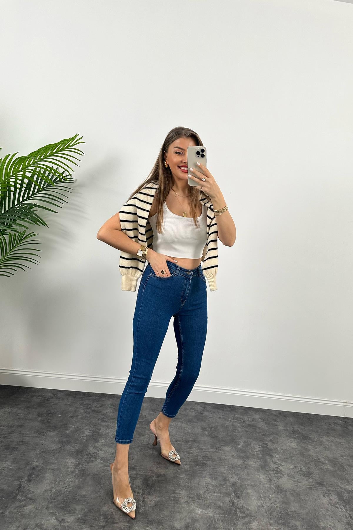 Topshop Jamie Push Up Efektli Power Likra Soft Touche Jean Koyu Mavi