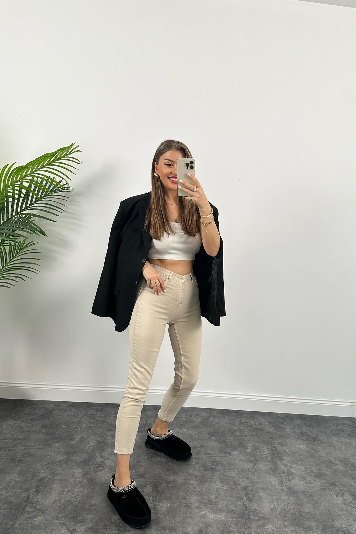 Topshop Jamie Push Up Efektli Power Likra Soft Touche Jean Taş