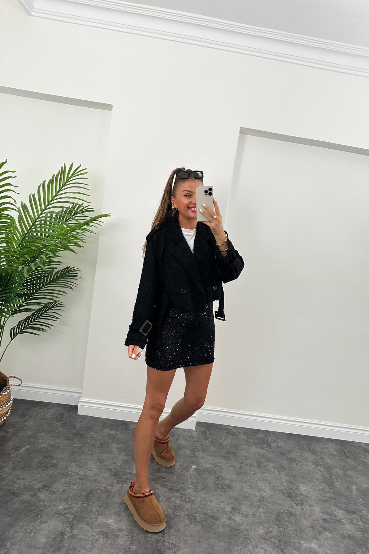 Tüvit Biker Ceket Siyah