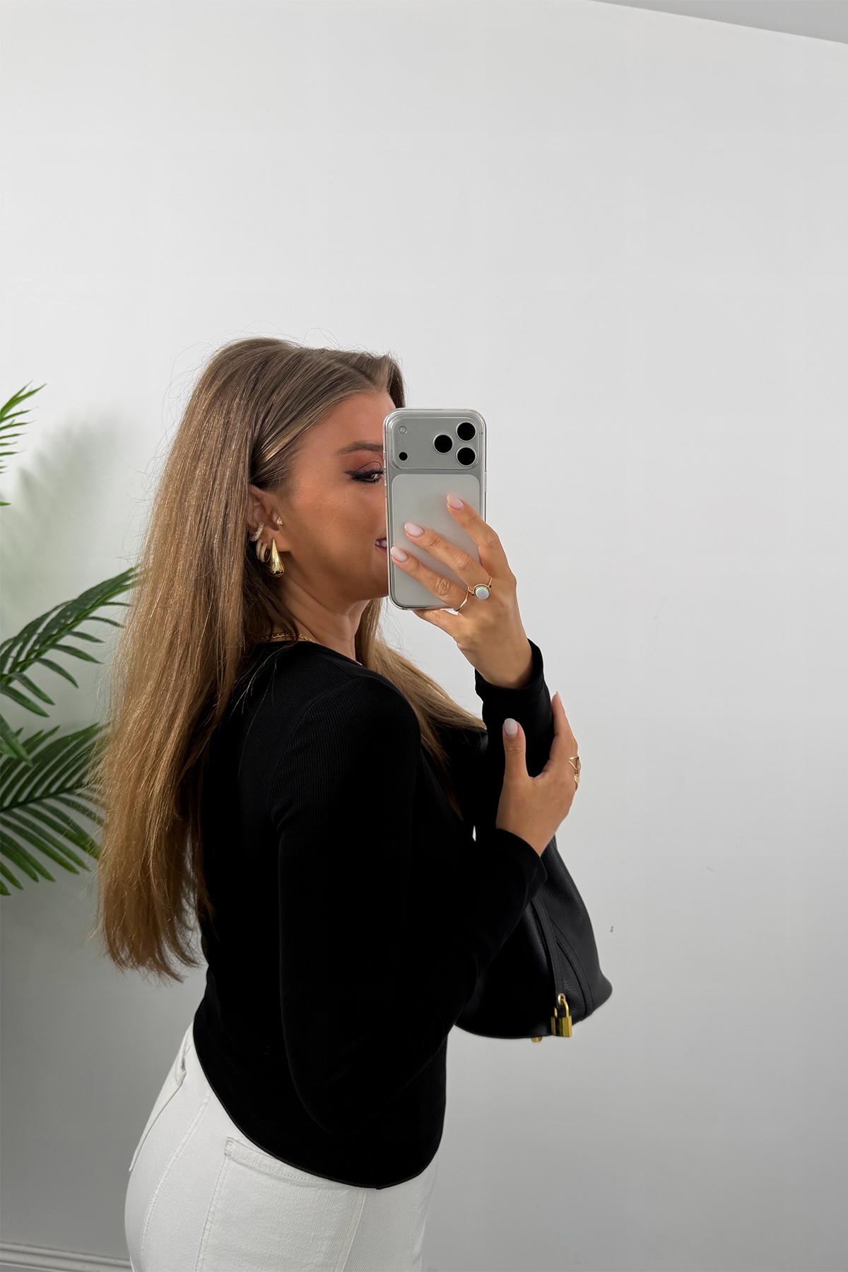 U Yaka %100 Pamuklu Likralı Basic Body Siyah