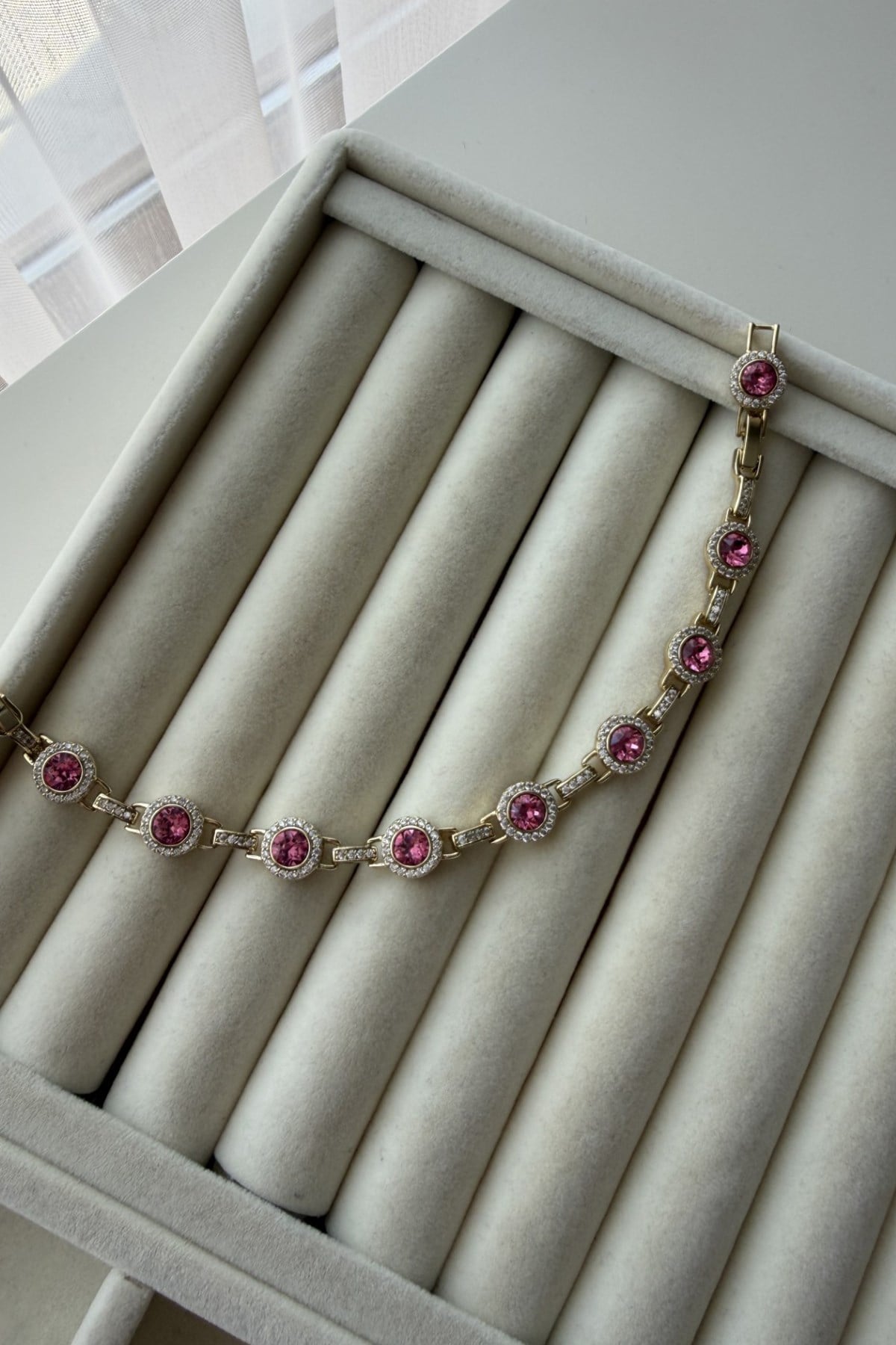 Xupıng Kristal Pembe Taşlı Bileklik
