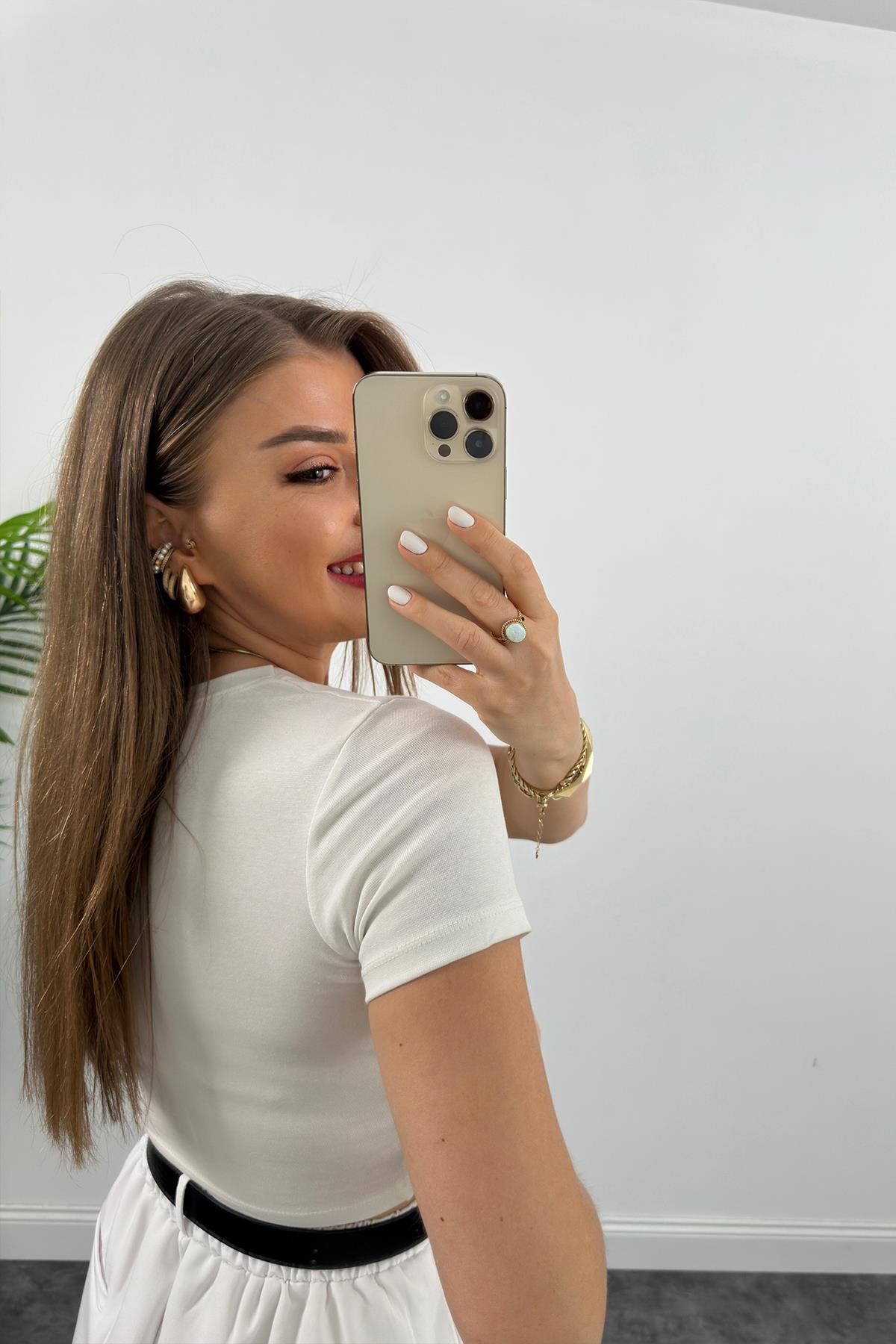 Zra Likralı Pamuklu Çelik Dokuma Basic Body Beyaz
