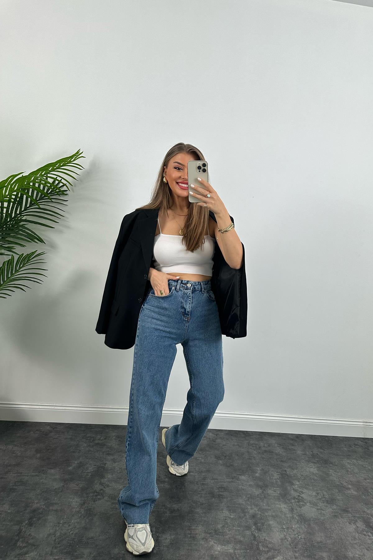 Zra Premium Kalite Toparlayıcı Straight Jean Klasik Mavi