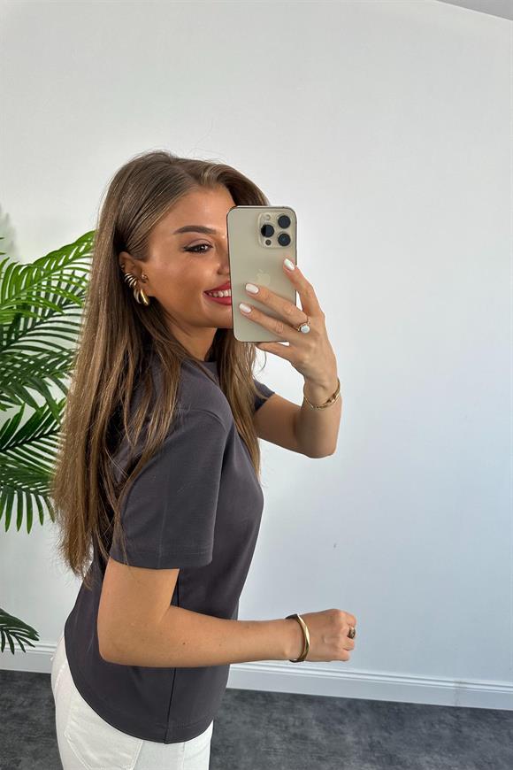 1. Sınıf Kalite Massi Model %100 Pamuklu Lüx Basic Tshirt Antrasit