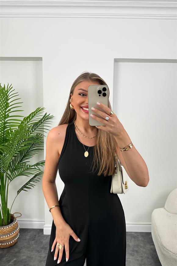 1. Sınıf Kalite Oyhs Model Halter Yaka Likralı Tulum Siyah