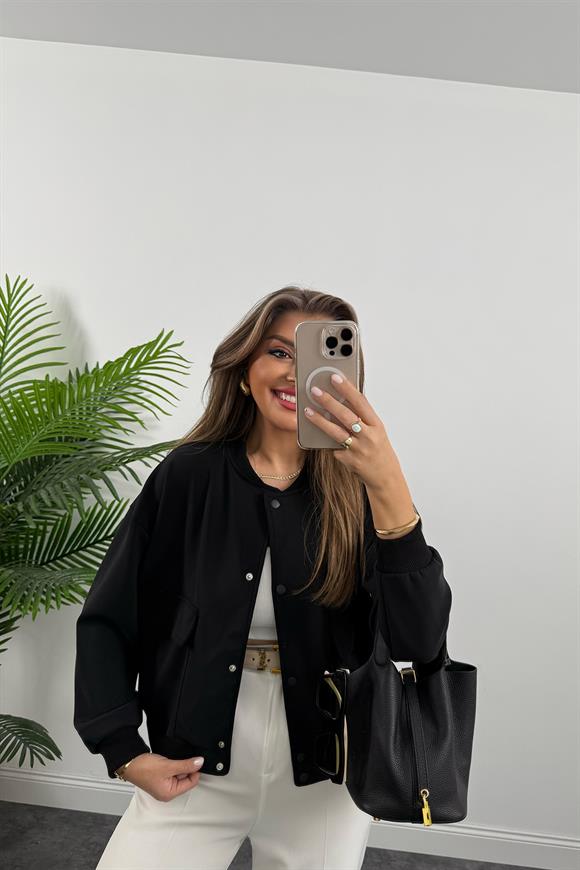 1. Sınıf Kalite Oysh Kumaş Bomber Ceket Siyah