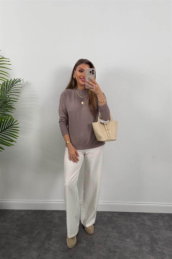 Massi model 1. Sınıf kalite Kaşmir Dokulu Tam Pamuklu İnce Triko Vizon