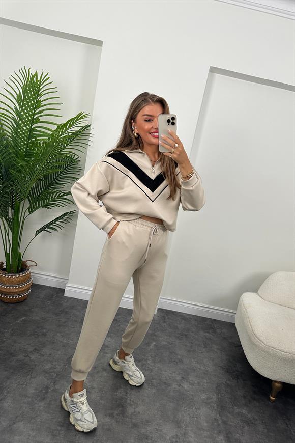 Fermuarlı Şeritli 1. Sınıf Kalite Oysh Model Modal  Kumaş Takım Taş