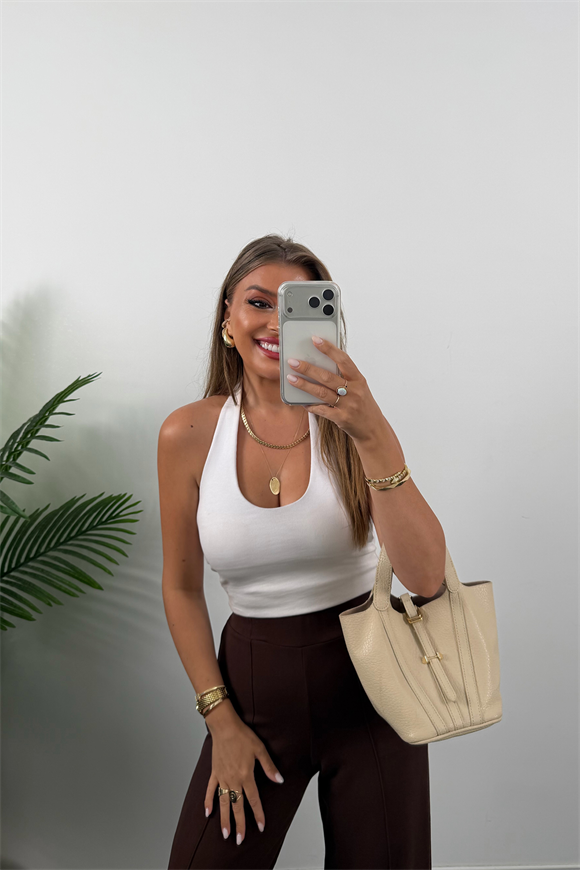 1. Sınıf Kalite İthal Model Kumaş Likralı Pantolon Acı Kahve 