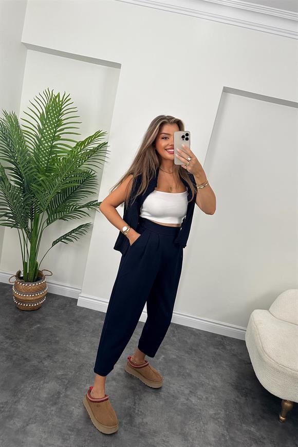 1. Sınıf Kalite Oysh Kumaş Beli Lastikli Harem Pantolon Lacivert