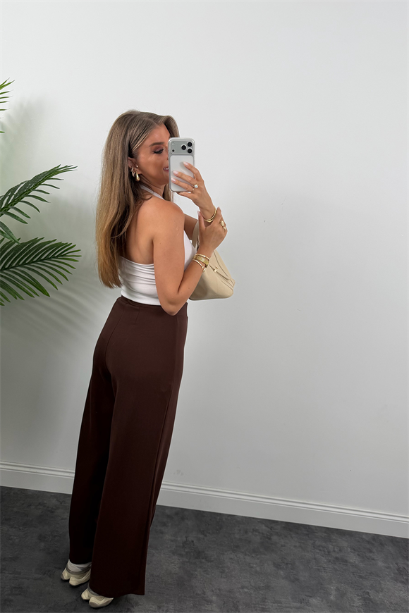 1. Sınıf Kalite İthal Model Kumaş Likralı Pantolon Acı Kahve 