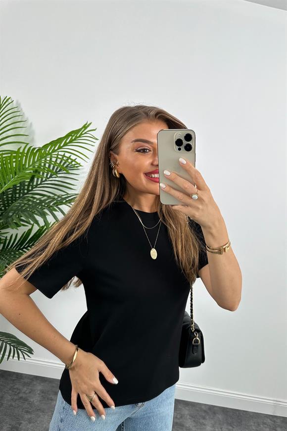 1. Sınıf Kalite Massi Model %100 Pamuklu Lüx Basic Tshirt Siyah