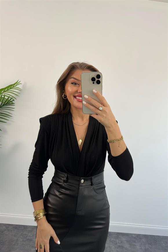 1. Sınıf Kalite Likralı Yumuşak Deri Midi Boy Kalem Etek Siyah 