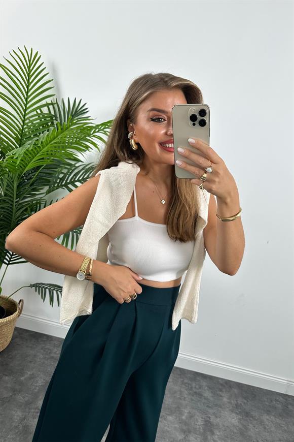 1. Sınıf Kalite Oysh Kumaş Beli Lastikli Harem Pantolon Zümrüt 