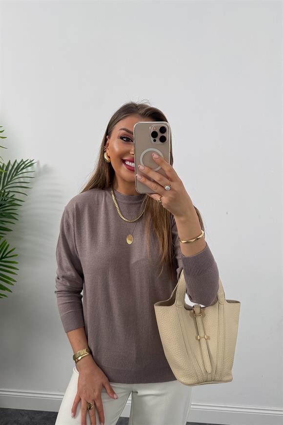 Massi model 1. Sınıf kalite Kaşmir Dokulu Tam Pamuklu İnce Triko Vizon