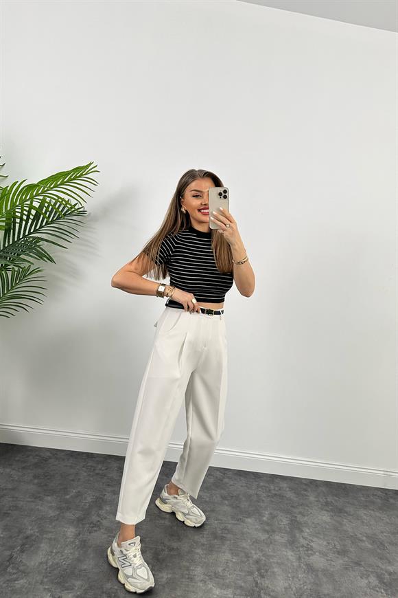 1. Sınıf Kalite  Massi Model Crop Boy Kısa Kol Marin İpek Merserize Siyah