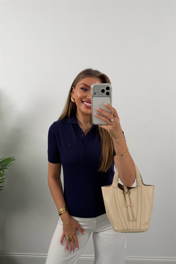 1. Sınıf Kalite Kaşmir Dokulu Polo Yaka Triko Lacivert