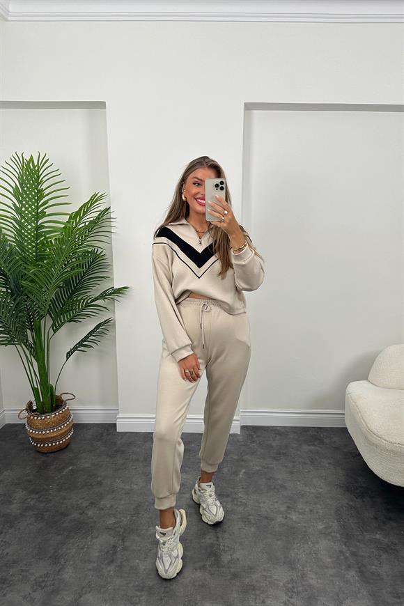 Fermuarlı Şeritli 1. Sınıf Kalite Oysh Model Modal  Kumaş Takım Taş