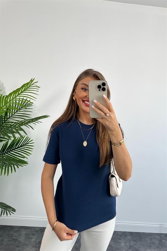 1. Sınıf Kalite Massi Model %100 Pamuklu Lüx Basic Tshirt Lacivert