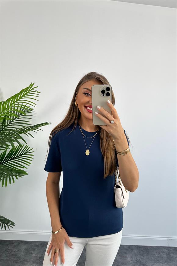 1. Sınıf Kalite Massi Model %100 Pamuklu Lüx Basic Tshirt Lacivert