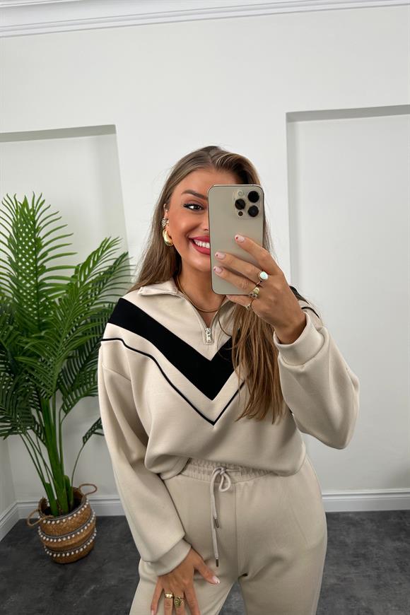 Fermuarlı Şeritli 1. Sınıf Kalite Oysh Model Modal  Kumaş Takım Taş