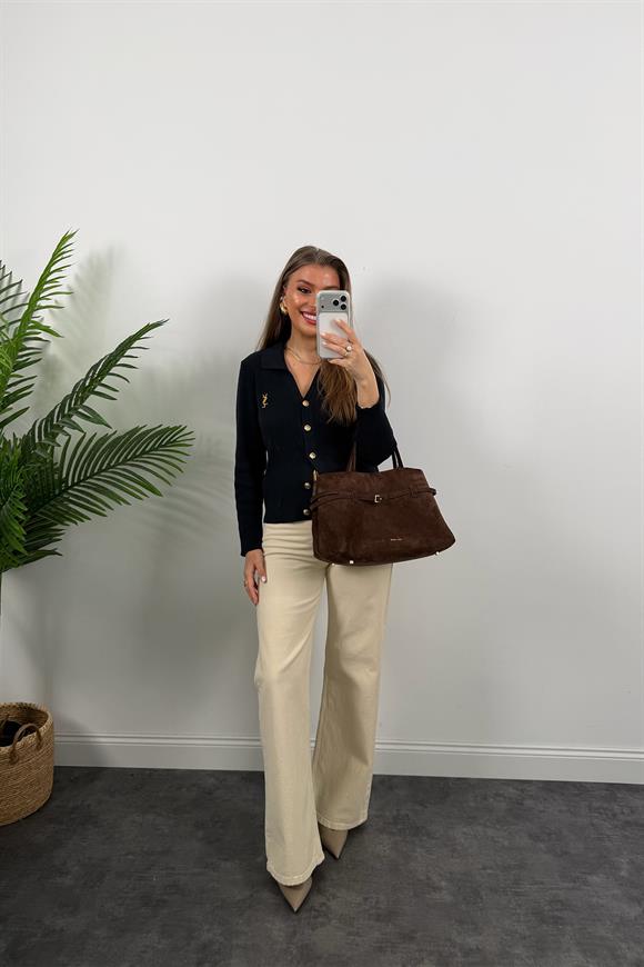 1. Sınıf Kalite Marka Model Gold Nakışlı Hırka Lacivert