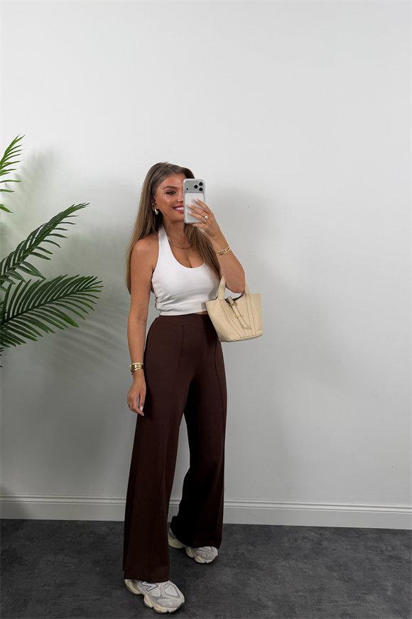 1. Sınıf Kalite İthal Model Kumaş Likralı Pantolon Acı Kahve 