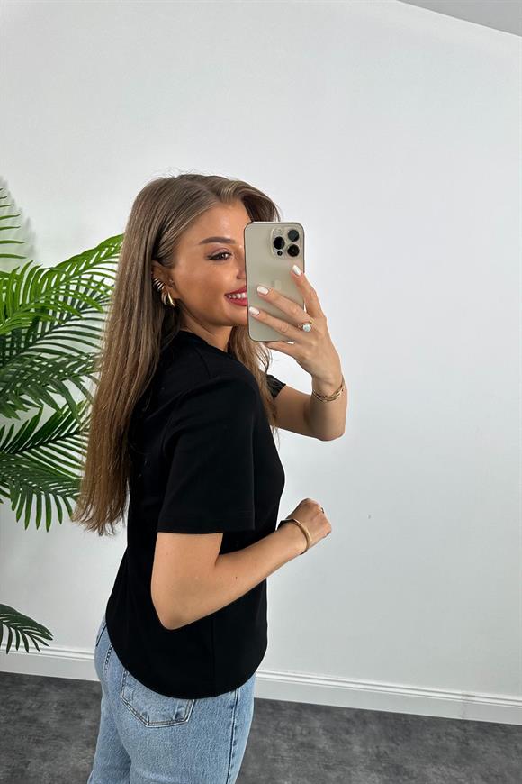 1. Sınıf Kalite Massi Model %100 Pamuklu Lüx Basic Tshirt Siyah