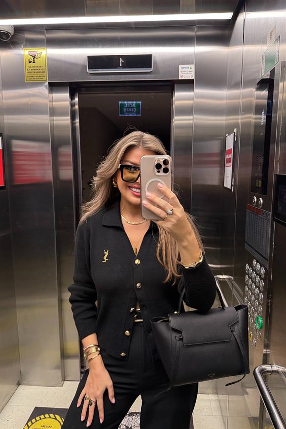 1. Sınıf Kalite Marka Model Gold Nakışlı Hırka Siyah