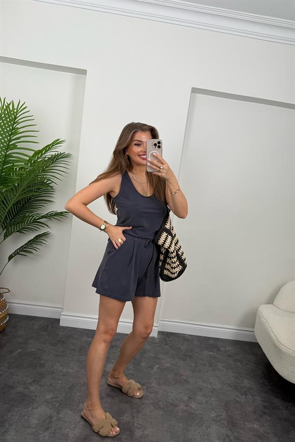 1. Sınıf Kalite Pike Modal Kumaş Atlet Şort Takım Antrasit