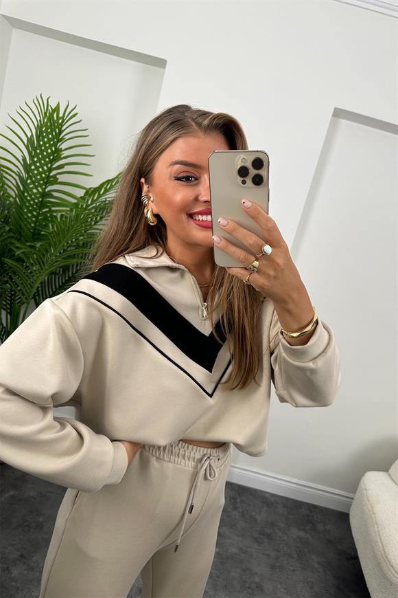 Fermuarlı Şeritli 1. Sınıf Kalite Oysh Model Modal  Kumaş Takım Taş