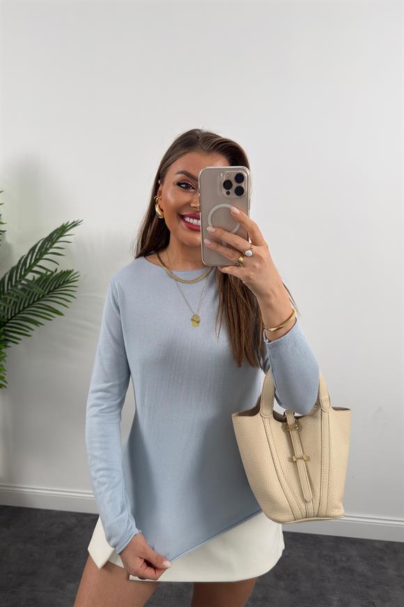 1. Sınıf Kalite Organik Kumaş Baharlık Basic Triko Tatlı Mavi