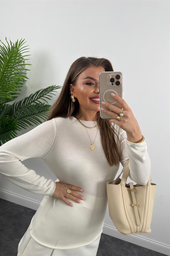 1. Sınıf Kalite Organik Kumaş Baharlık Basic Triko Ekru