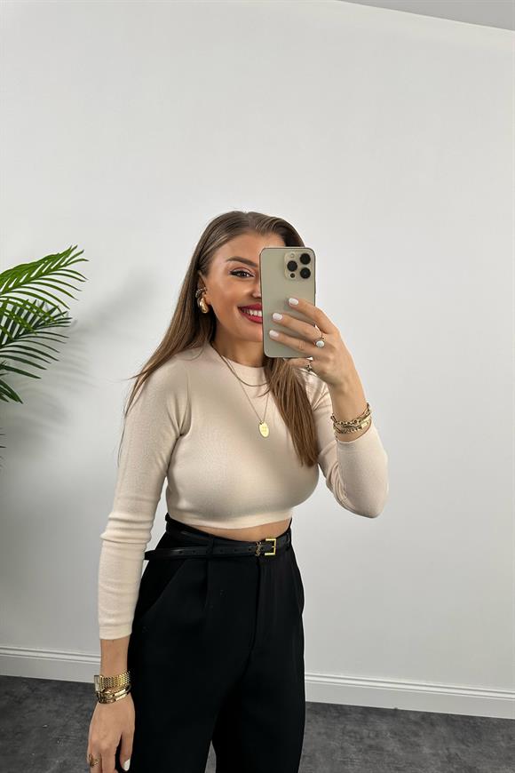 1. Sınıf Kalite  Massi Model Crop Boy İpek Merserize Krem