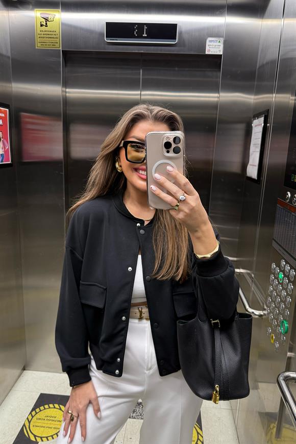 1. Sınıf Kalite Oysh Kumaş Bomber Ceket Siyah