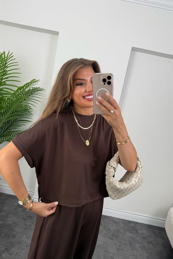 1. Sınıf Kalite Modal Oysh Kumaş Harem Takım Acı Kahve