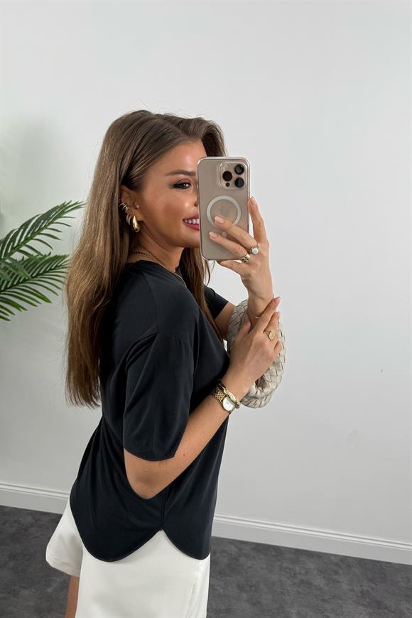 1. Sınıf Kalite Modal Kumaş Oysh Basic Tshirt Yıkamalı Siyah 