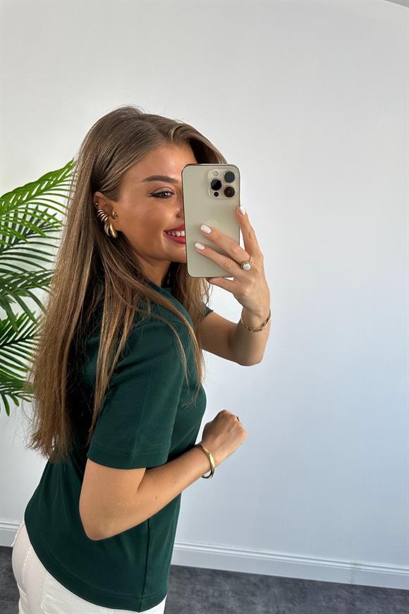 1. Sınıf Kalite Massi Model %100 Pamuklu Lüx Basic Tshirt Zümrüt